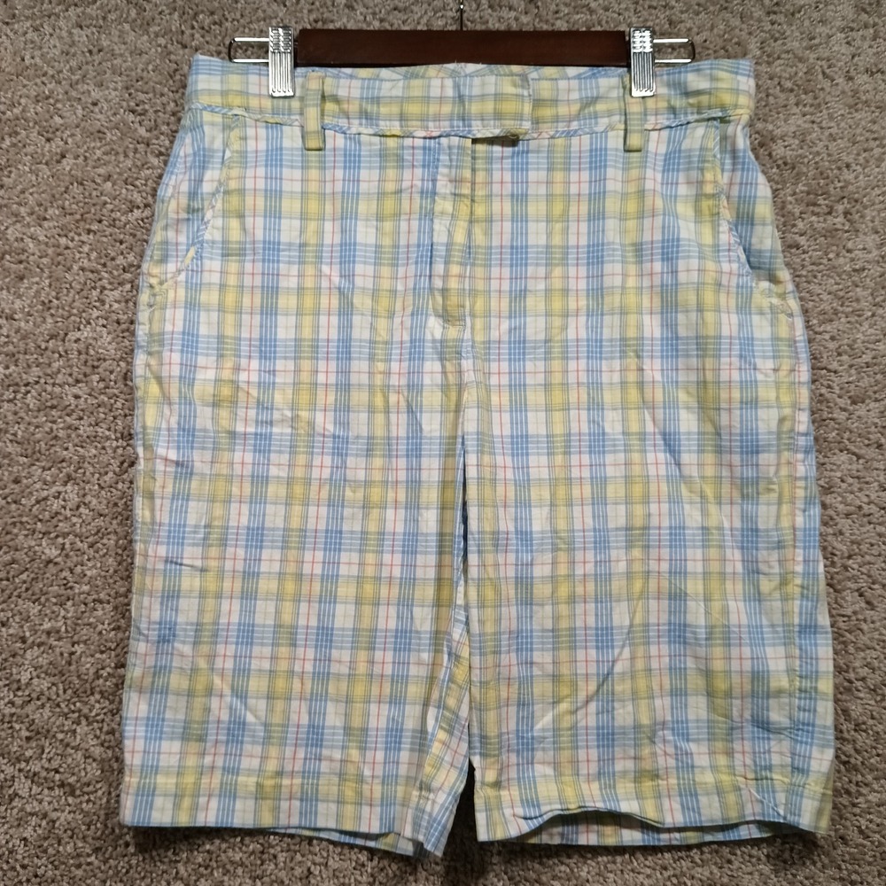 Lady Hagen Size 6 Blue‎ And Yellow Plaid Bermuda Shorts